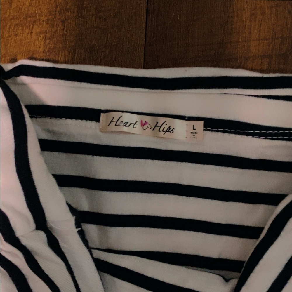 Heart Hips Black and White Striped Jumpsuit - Picture 2 of 2